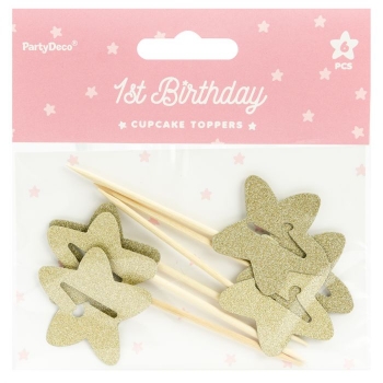 Cupcake Topper - 1st Birthday - Goldene Sterne
